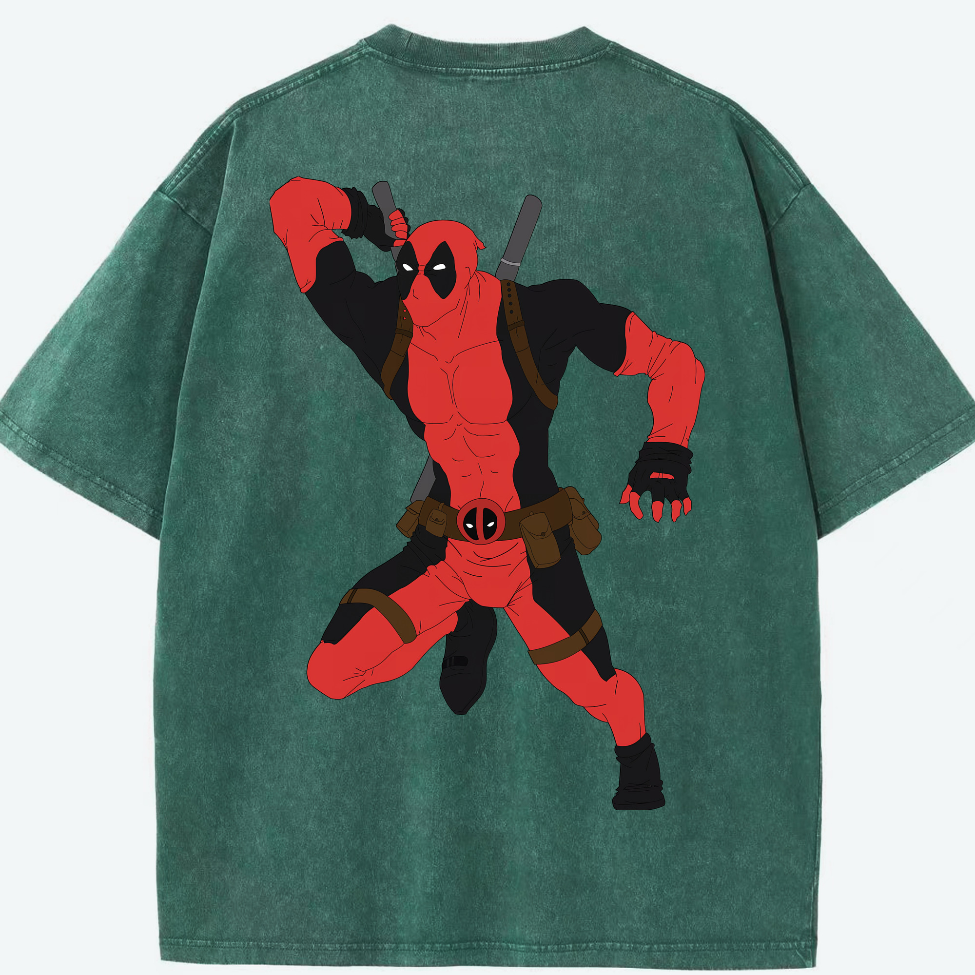 （画像用） Deadpool デッドプール 綿100% ヴィンテージ風 半袖Tシャツ（背面プリント）